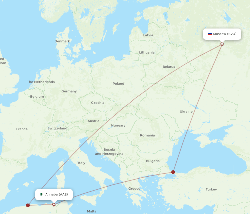 SVO-AAE flight routes