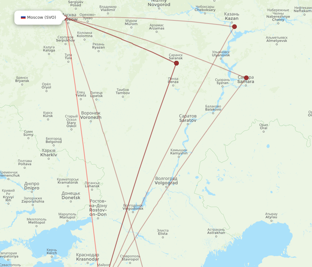 SVO to AER flights and routes map