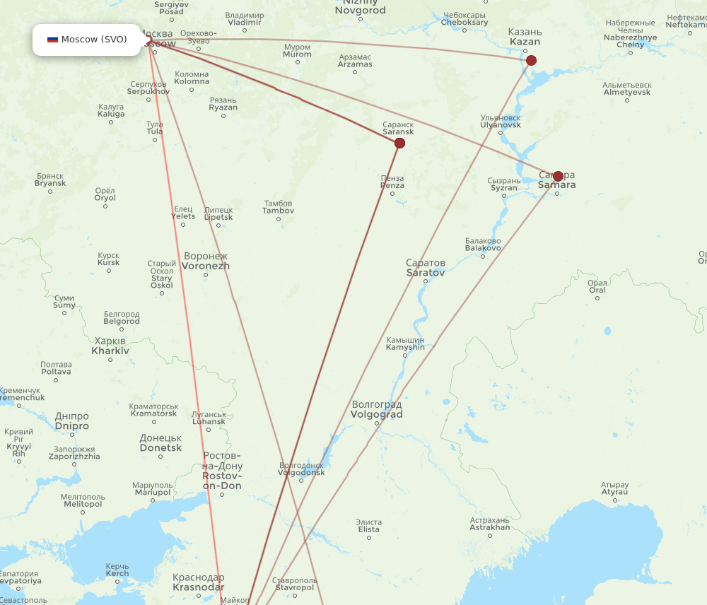 SVO to AER flights and routes map