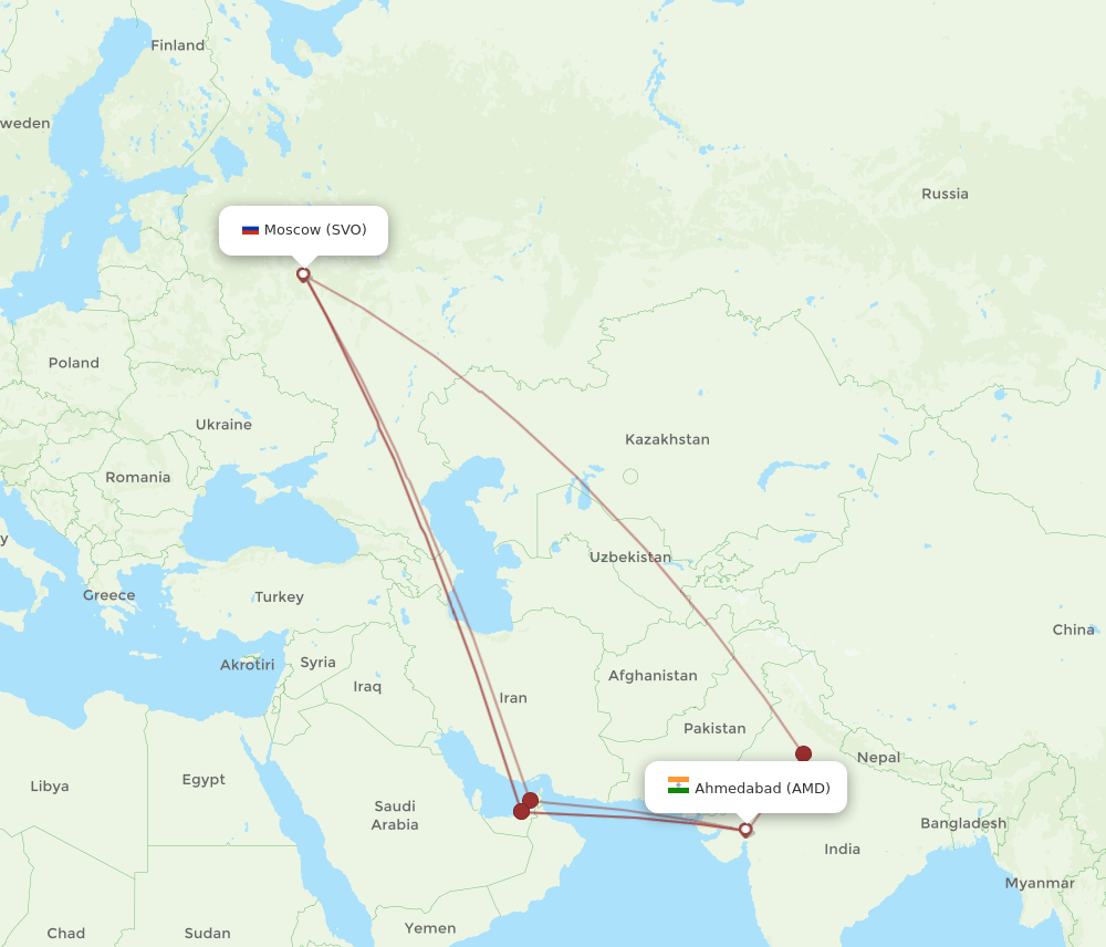 SVO-AMD flight routes