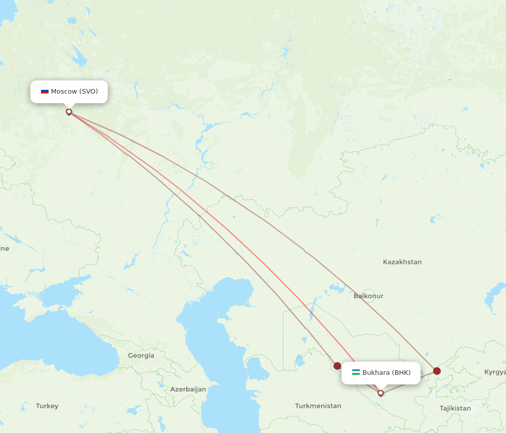 SVO-BHK flight routes