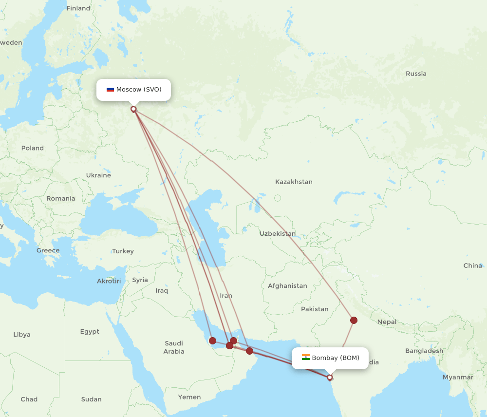 SVO-BOM flight routes