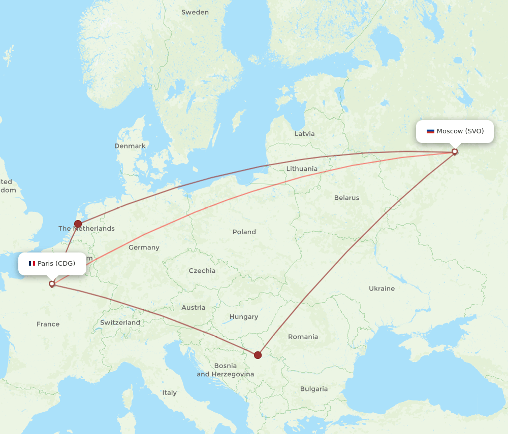 SVO-CDG flight routes
