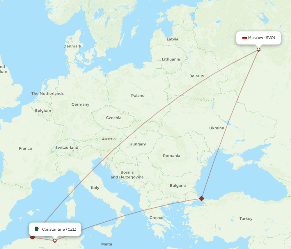 SVO to CZL flights and routes map