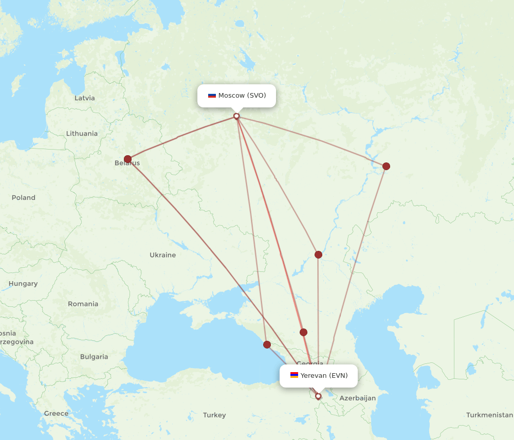SVO-EVN flight routes