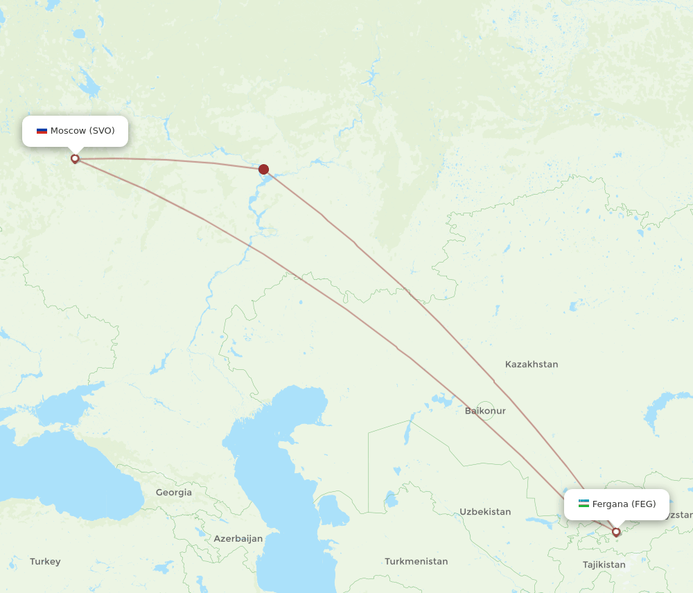 SVO-FEG flight routes
