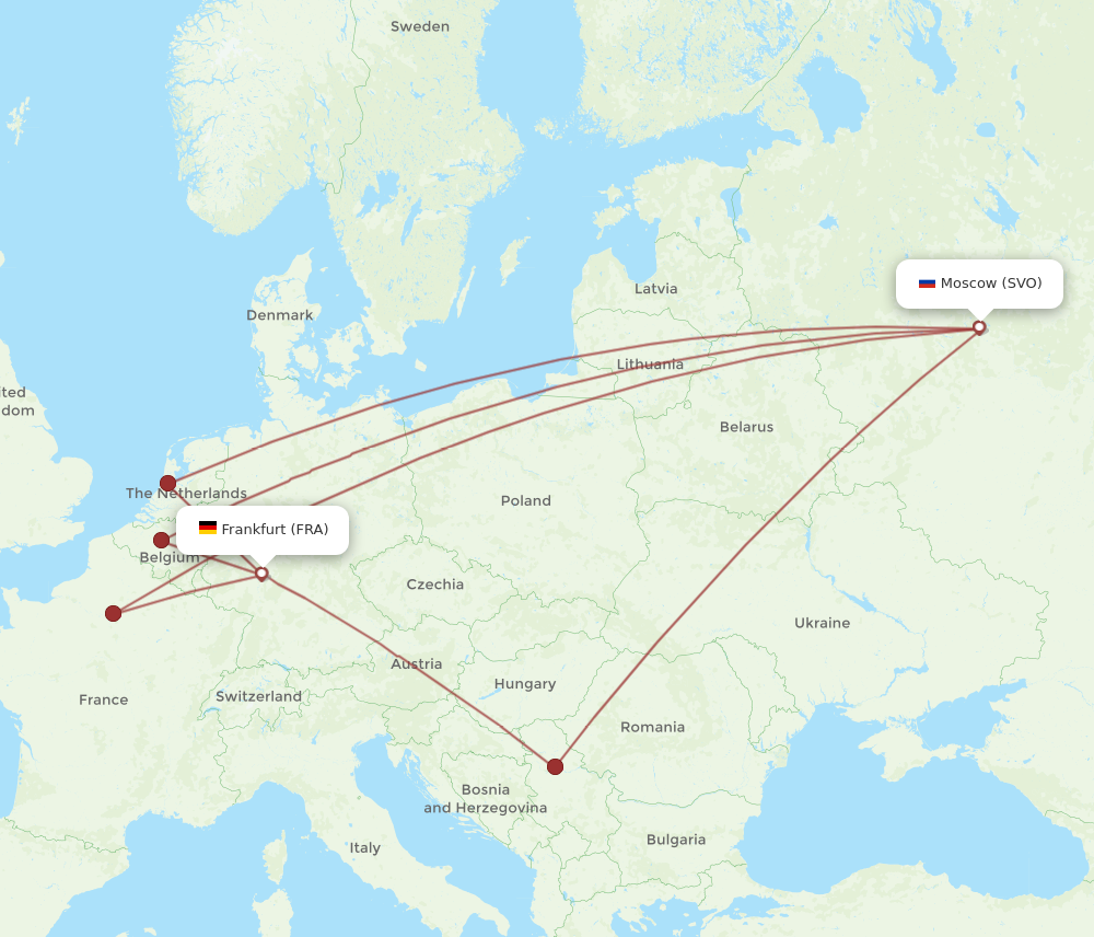 SVO to FRA flights and routes map