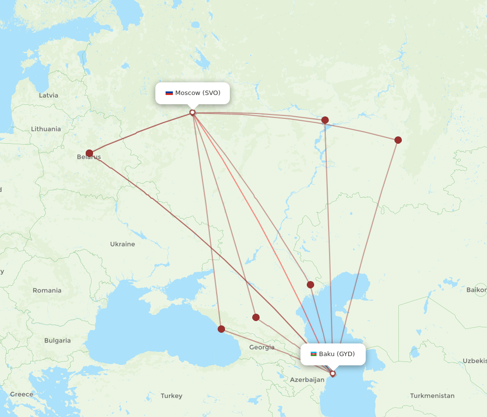 SVO-GYD flight routes