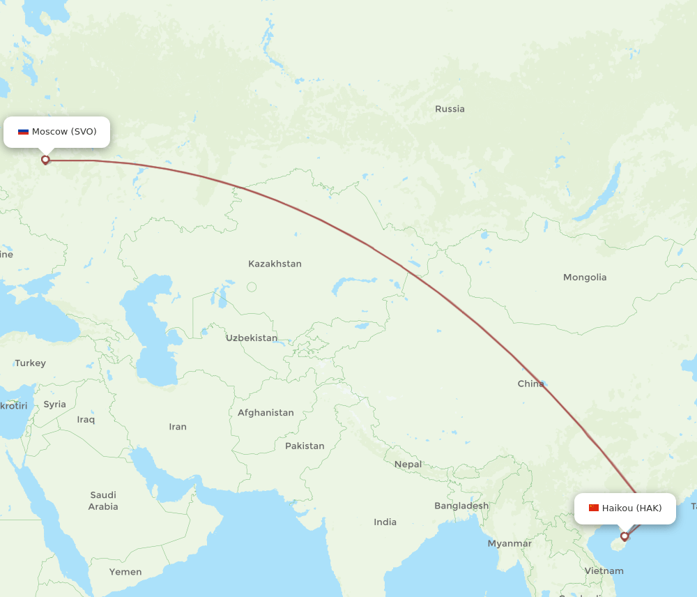 SVO-HAK flight routes
