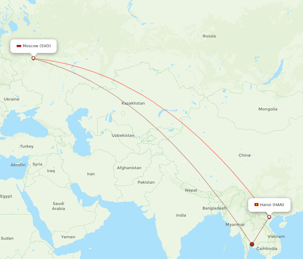SVO-HAN flight routes