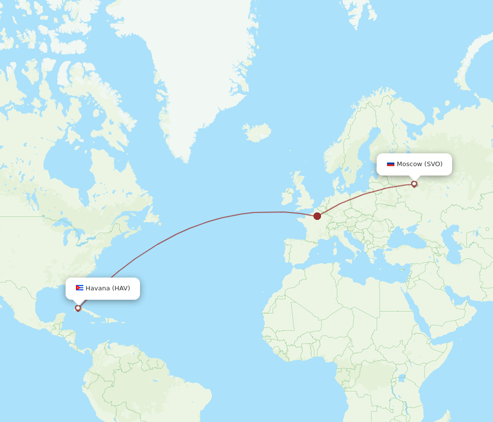 SVO to HAV flights and routes map
