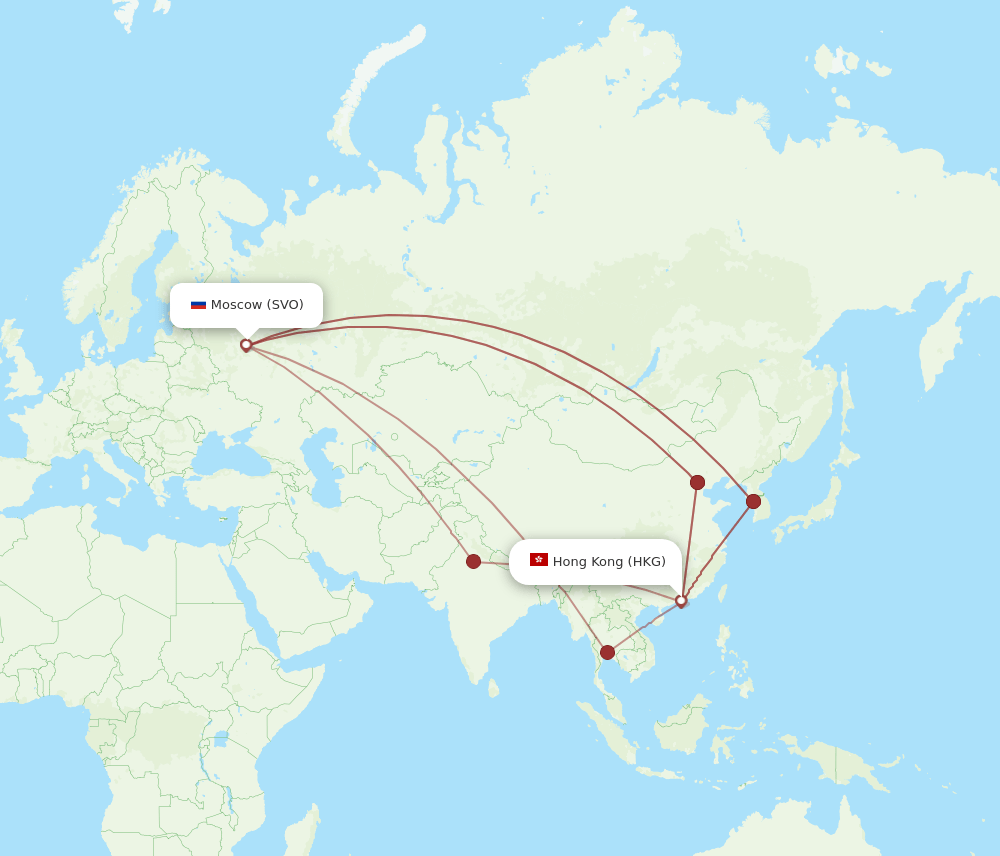 SVO-HKG flight routes