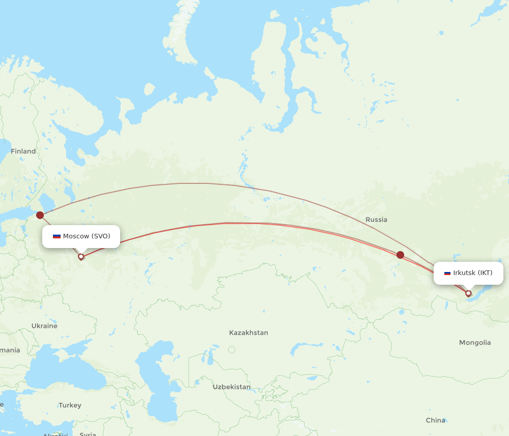 SVO to IKT flights and routes map