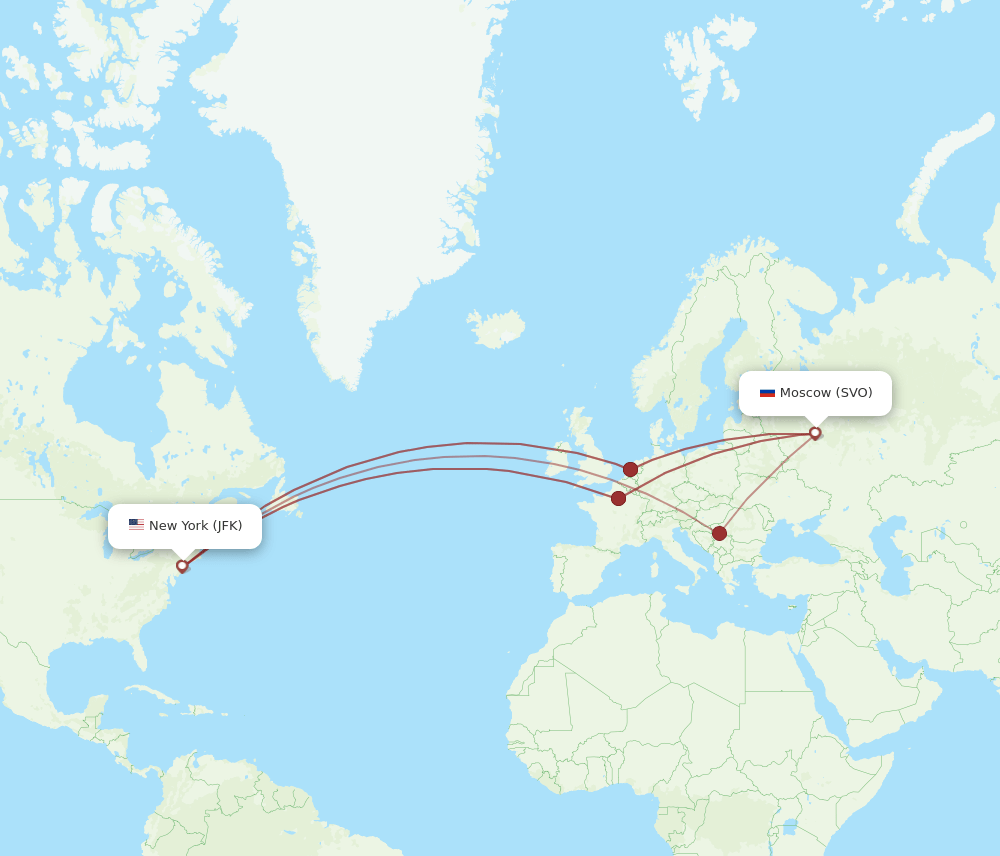 SVO-JFK flight routes