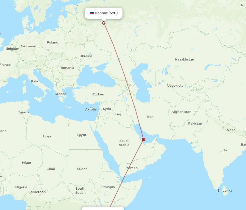 SVO-JRO flight routes