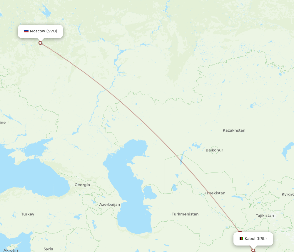 KBL to SVO flights and routes map