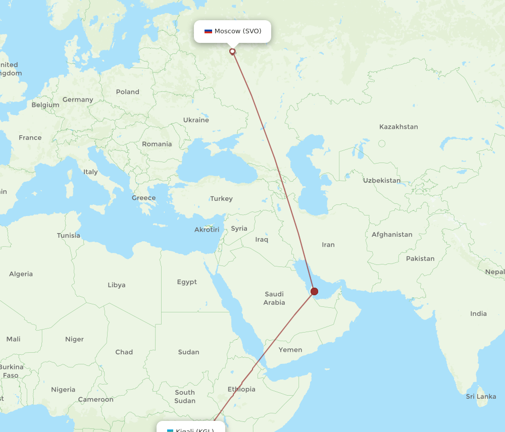 SVO-KGL flight routes