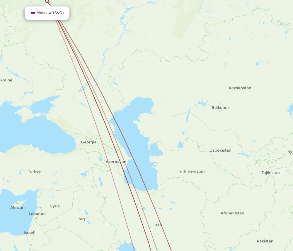 SVO to KHI flights and routes map