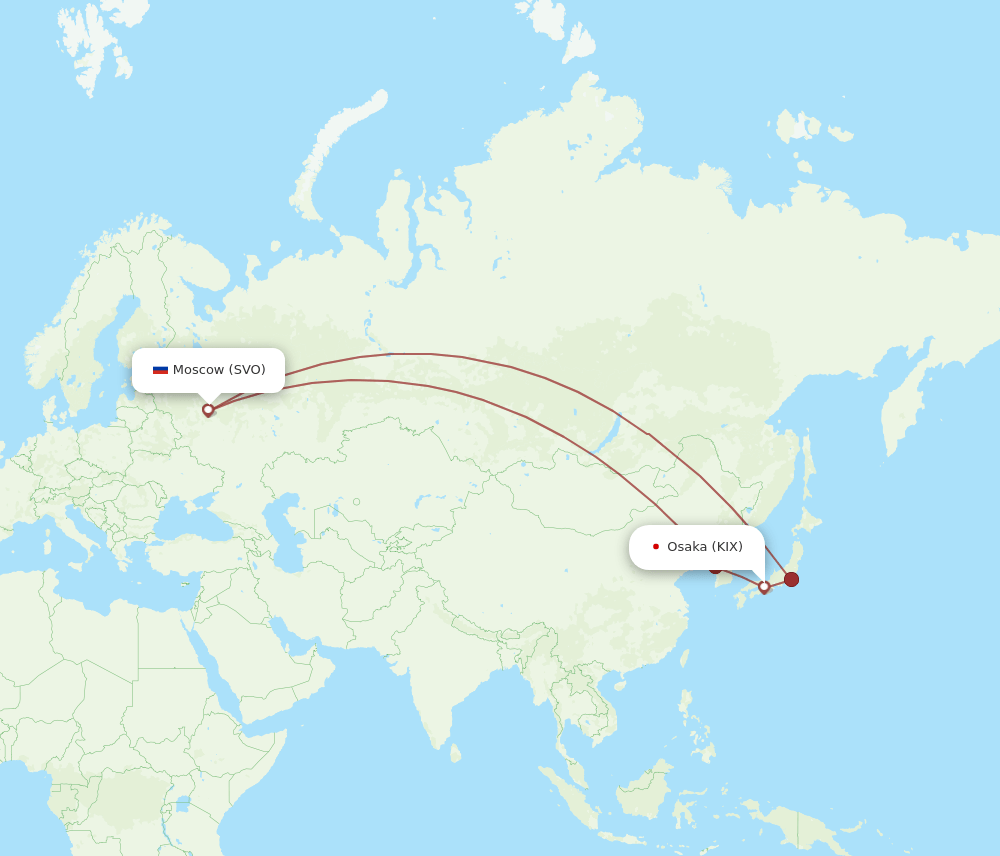 SVO to KIX flights and routes map