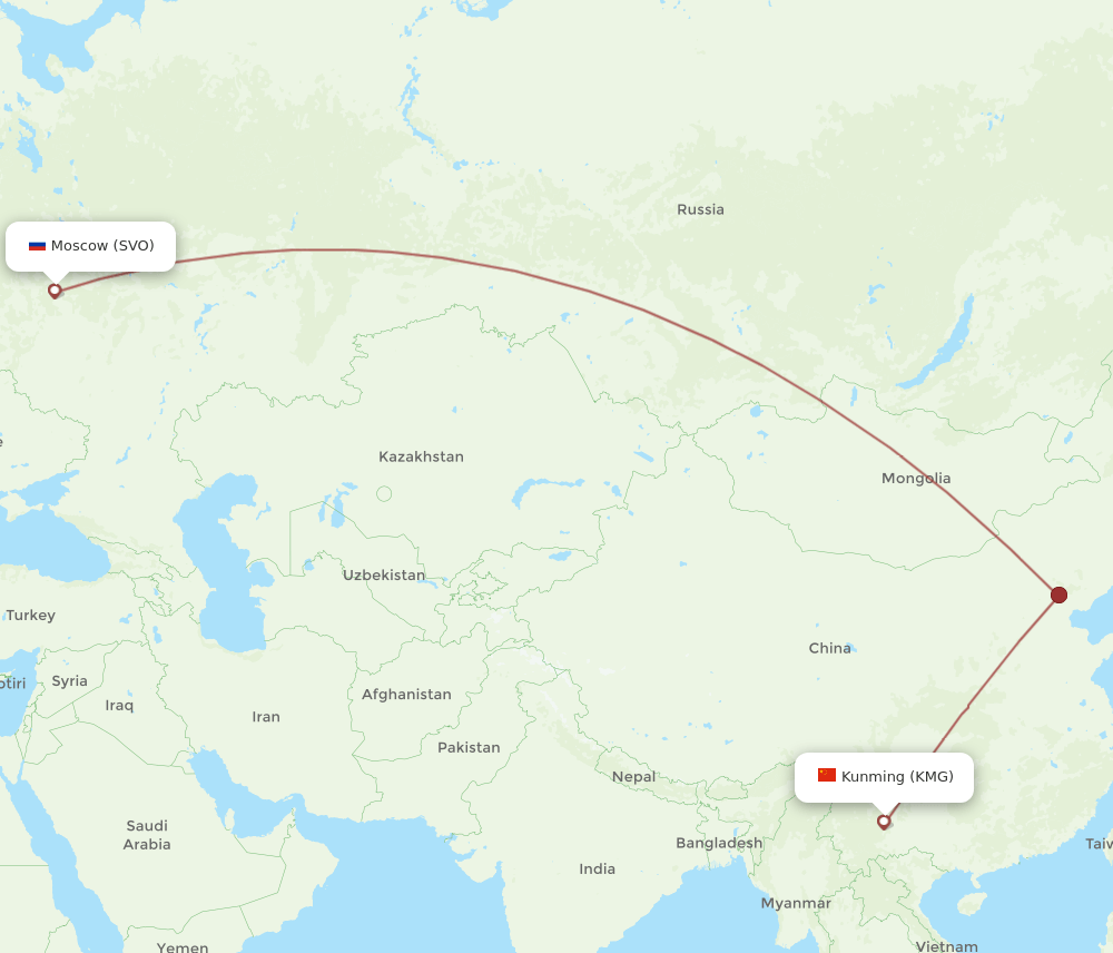 SVO-KMG flight routes