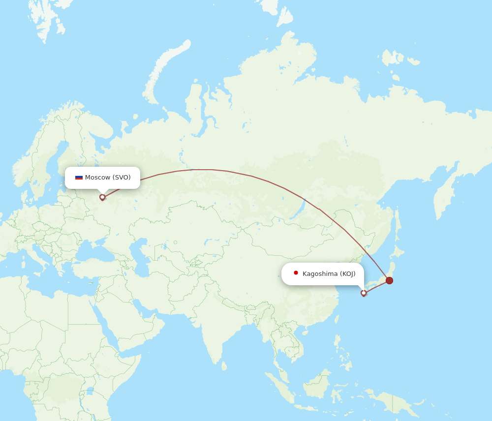 SVO-KOJ flight routes