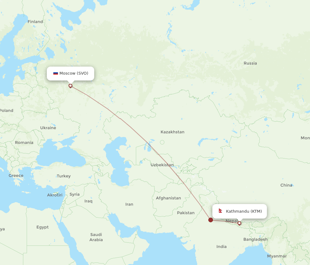 SVO-KTM flight routes
