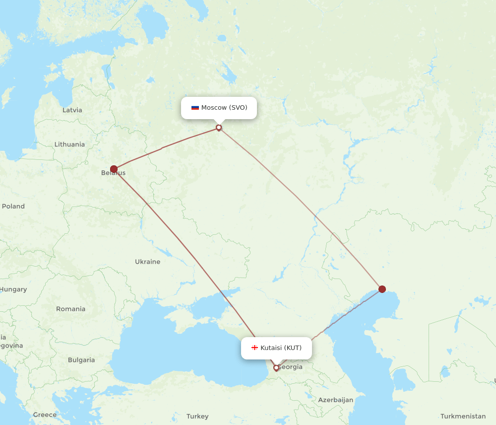 SVO to KUT flights and routes map