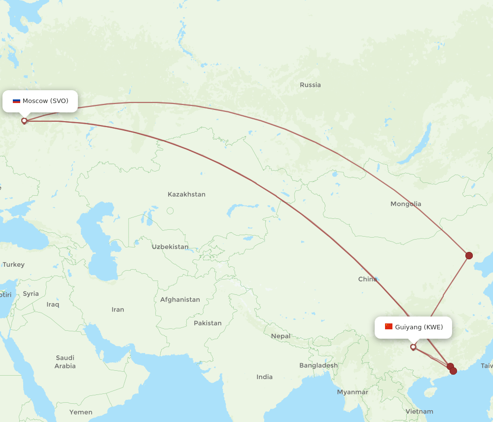 SVO-KWE flight routes