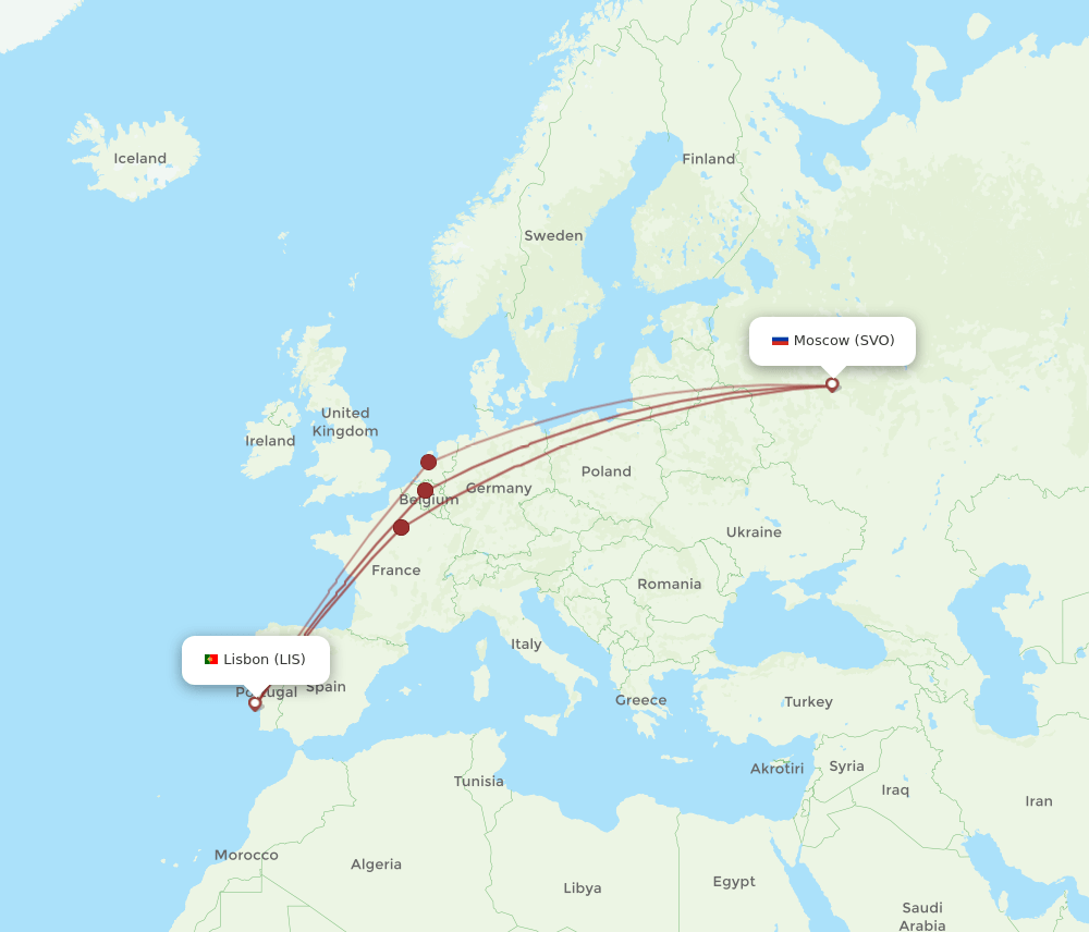 SVO-LIS flight routes