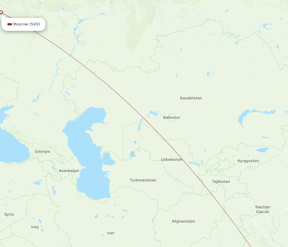 Lucknow - Moscow route map and flight paths