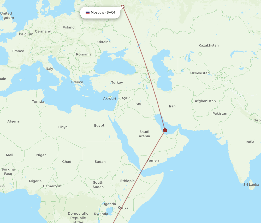 SVO-LUN flight routes