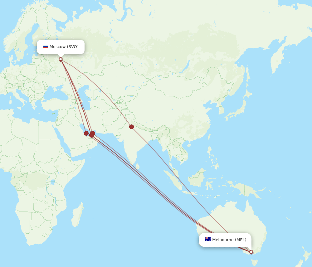 SVO-MEL flight routes