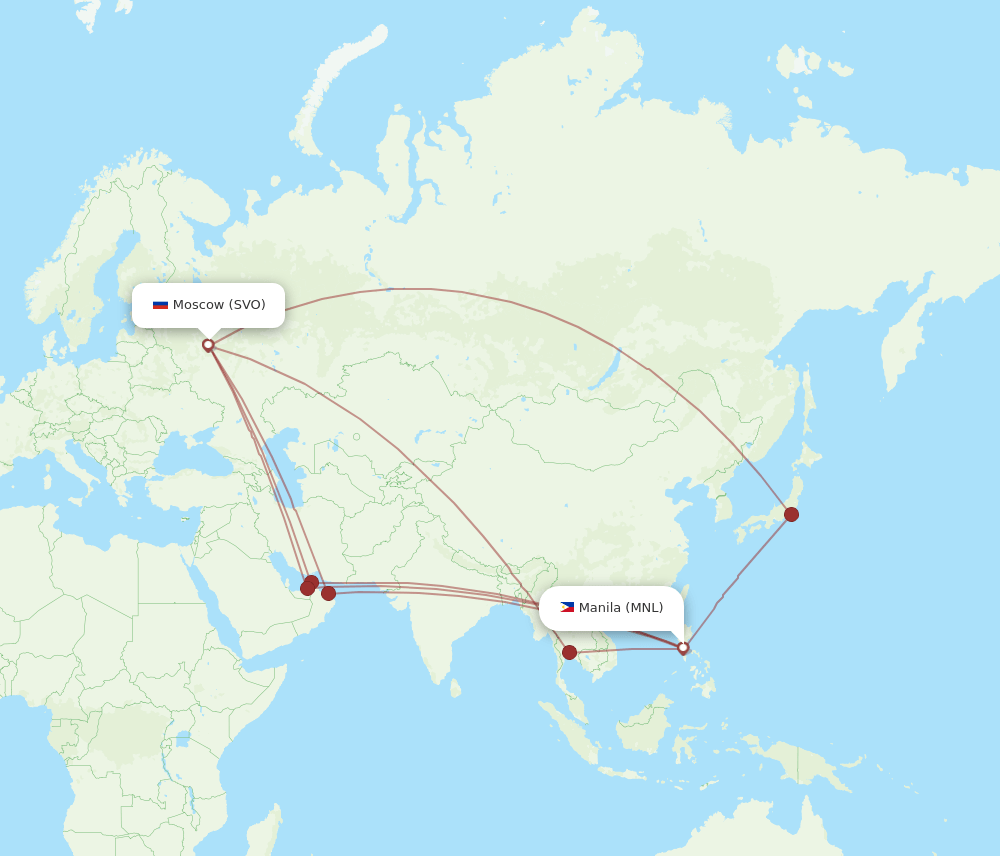 SVO to MNL flights and routes map