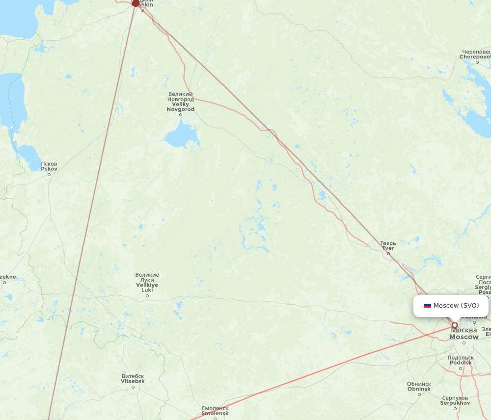 SVO to MSQ flights and routes map