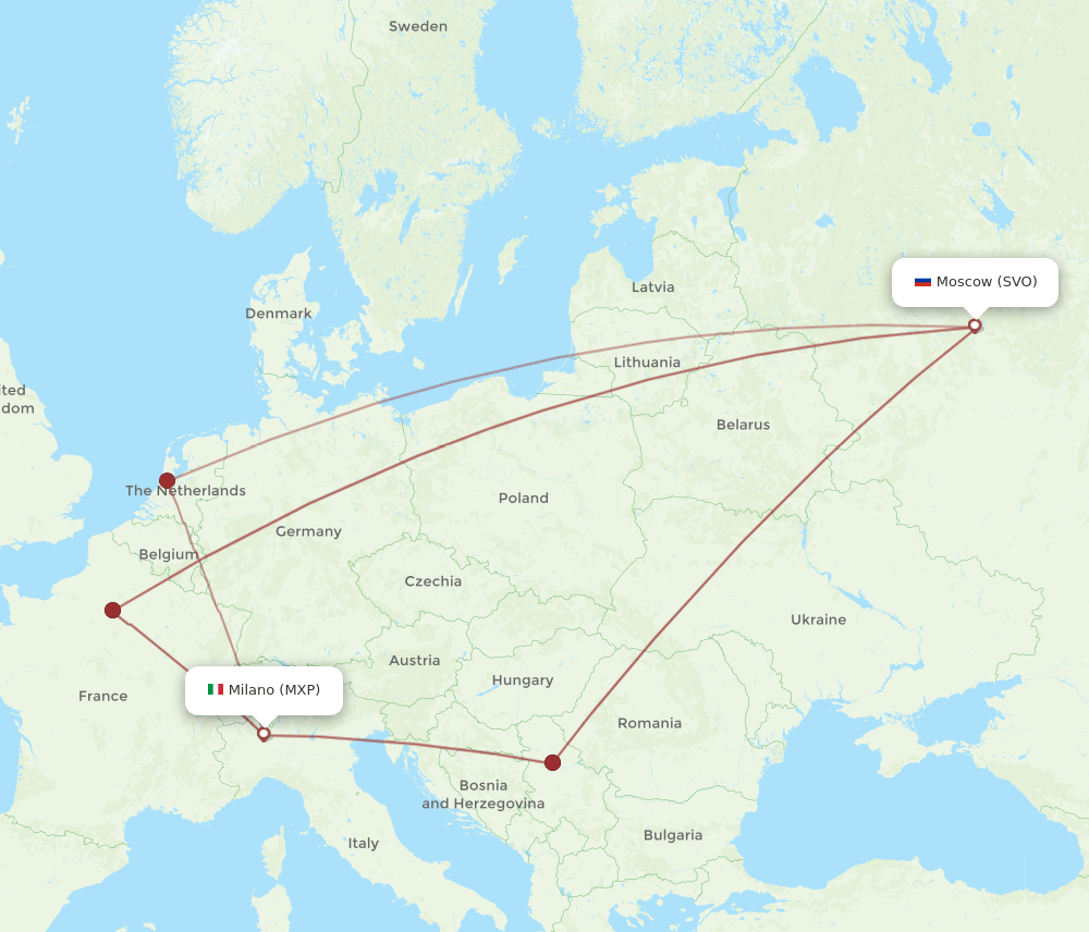 SVO-MXP flight routes
