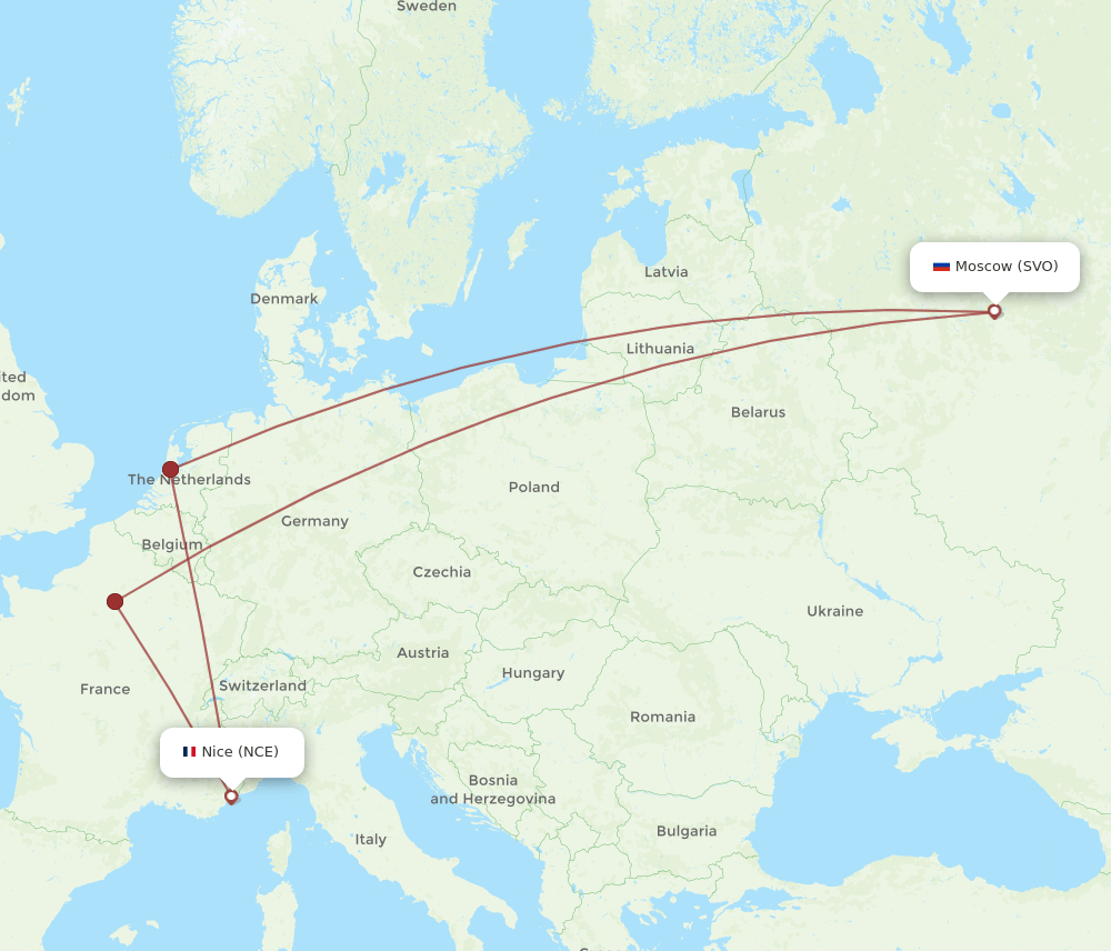 SVO-NCE flight routes