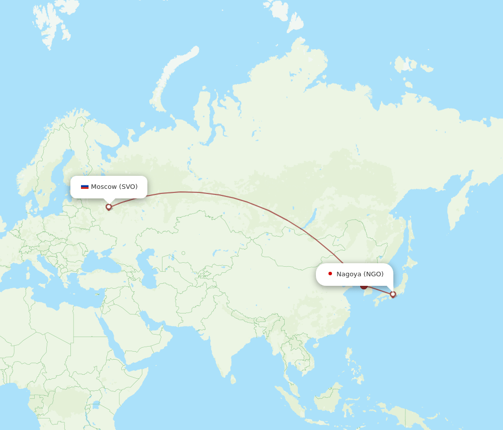 SVO to NGO flights and routes map