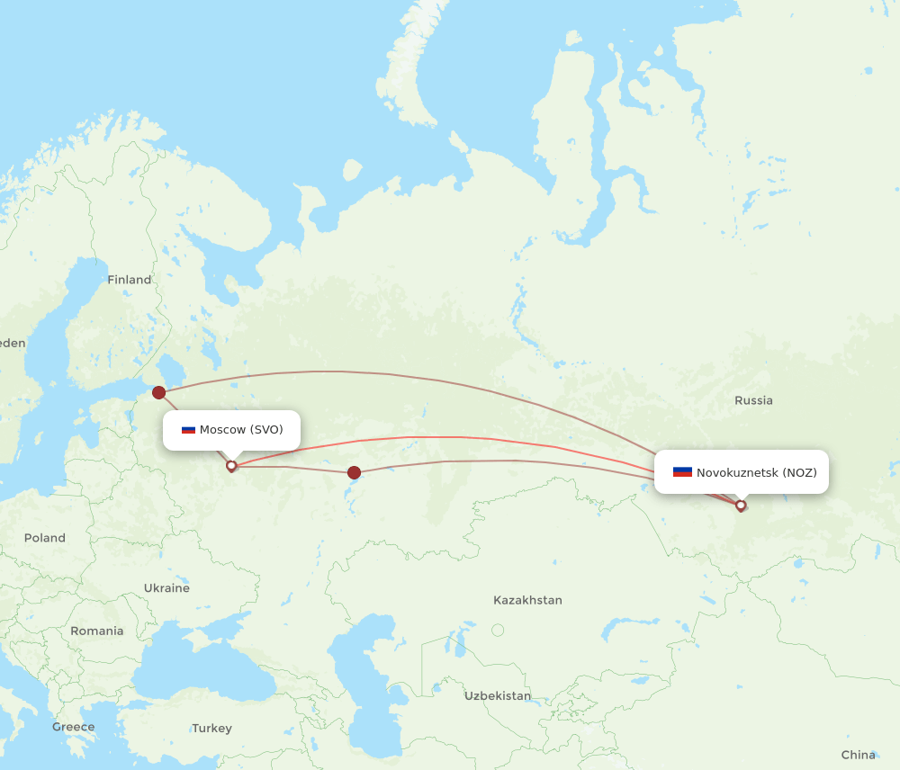 SVO-NOZ flight routes