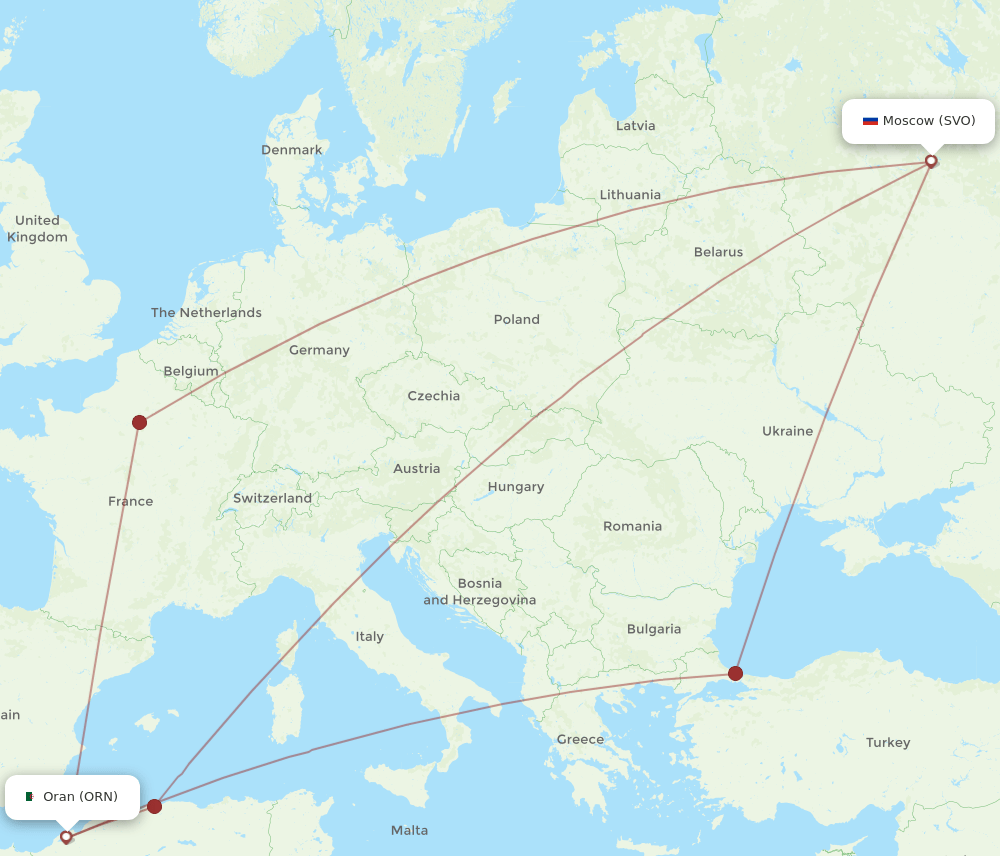 SVO-ORN flight routes