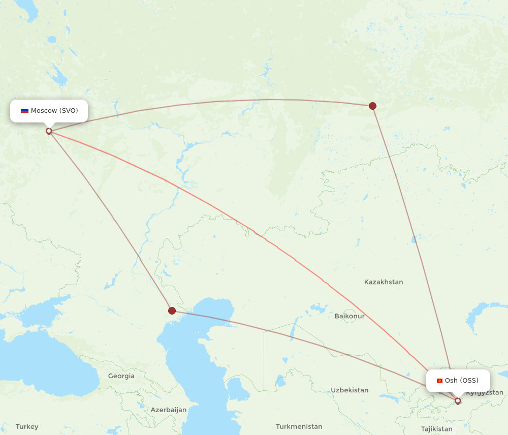 SVO to OSS flights and routes map