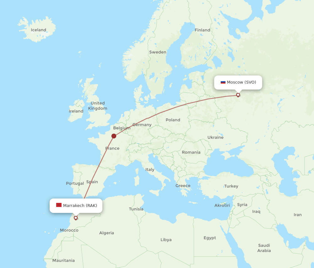 SVO to RAK flights and routes map