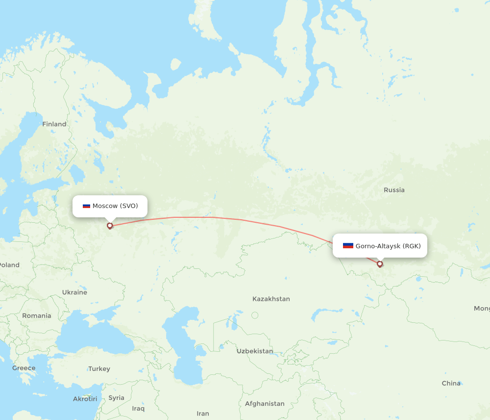SVO to RGK flights and routes map