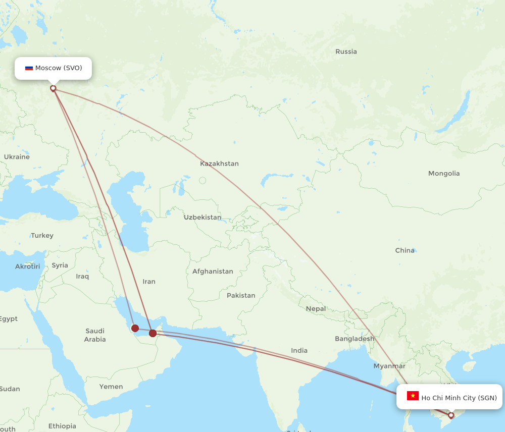 SVO-SGN flight routes