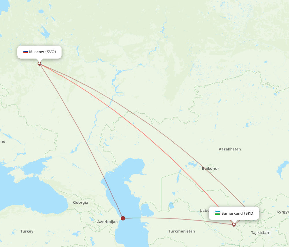 SVO to SKD flights and routes map