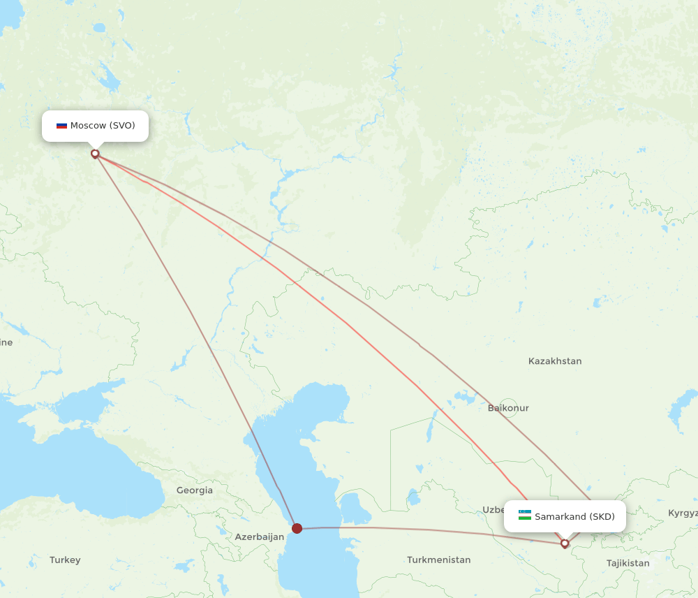 SVO to SKD flights and routes map