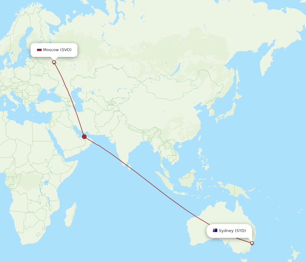 SVO-SYD flight routes