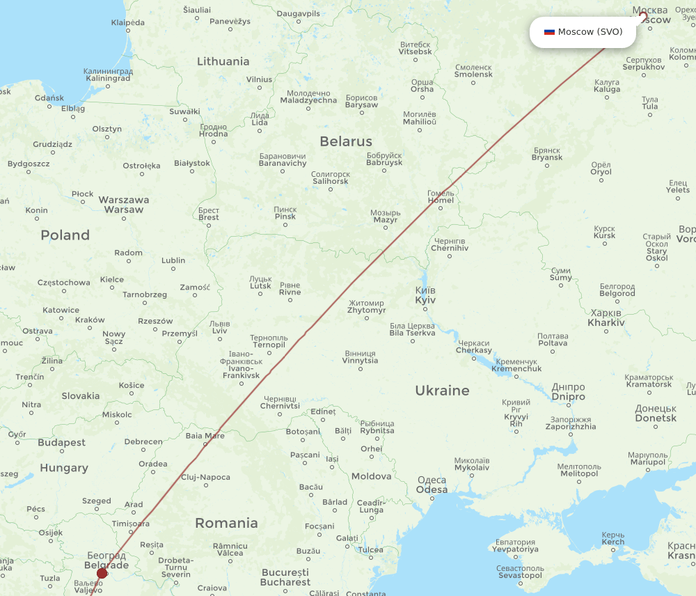 SVO-TIV flight routes