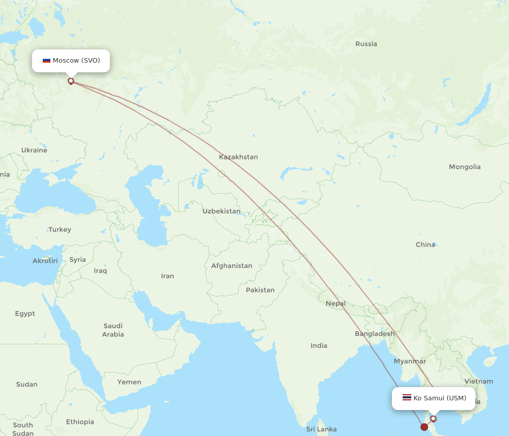 SVO to USM flights and routes map