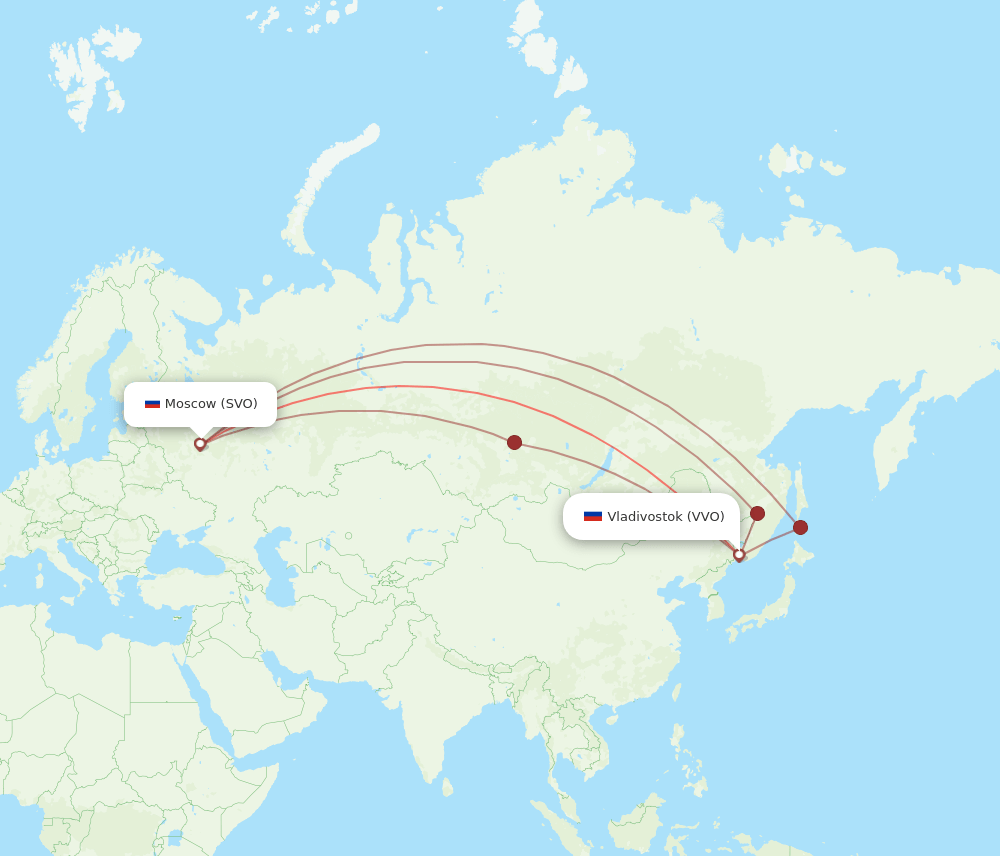 SVO to VVO flights and routes map