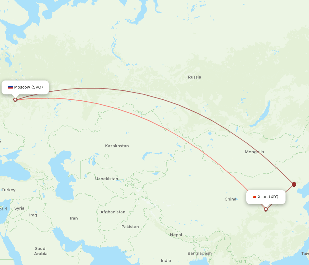 SVO-XIY flight routes